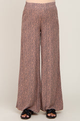 Mocha Printed Wide Leg Maternity Pants