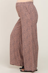 Mocha Printed Wide Leg Maternity Pants