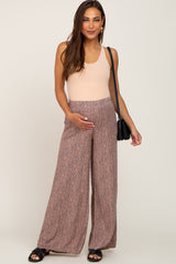 Mocha Printed Wide Leg Maternity Pants