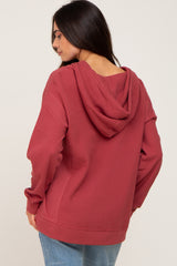 Rust Button Accent Hooded Maternity Top