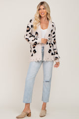 Cream Leopard Print Knit Distressed Sweater