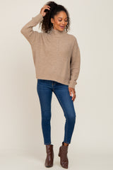 Beige Mock Neck Sweater