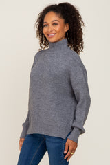 Heather Grey Mock Neck Sweater