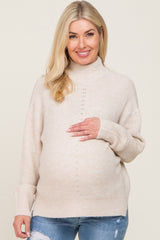 Cream Mock Neck Maternity Sweater