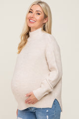 Cream Mock Neck Maternity Sweater