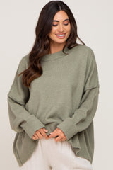 Light Olive Drop Shoulder Maternity Sweater