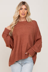 Rust Drop Shoulder Maternity Sweater