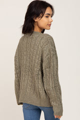 Light Olive Chunky Cable Knit Cardigan