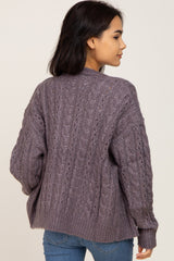 Purple Chunky Cable Knit Cardigan