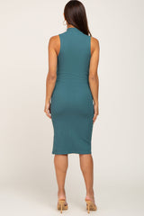 Jade Ribbed Mock Neck Maternity Dress