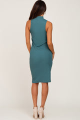 Jade Ribbed Mock Neck Dress