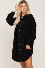 Black Corduroy Button Down Maternity Dress