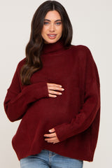 Burgundy Mock Neck Maternity Sweater