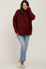 Burgundy Mock Neck Maternity Sweater