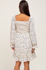 White Printed Smocked Maternity Dress