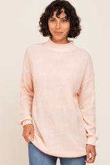 Light Pink Open Knit Mock Neck Sweater