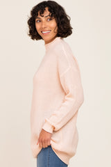 Light Pink Open Knit Mock Neck Sweater