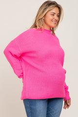 Fuchsia Mock Neck Maternity Plus Sweater