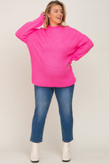 Fuchsia Mock Neck Maternity Plus Sweater