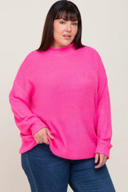 Fuchsia Mock Neck Plus Sweater