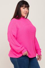 Fuchsia Mock Neck Plus Sweater