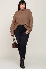 Brown Mock Neck Plus Sweater