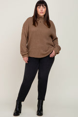 Brown Mock Neck Plus Sweater