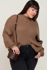 Brown Mock Neck Plus Sweater