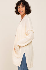 Ivory Knit Oversized Side Slit Sweater