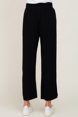 Black Drawstring Waist Linen Pants