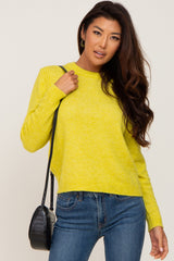 Yellow Ribbed Accent Cropped Maternity Sweater