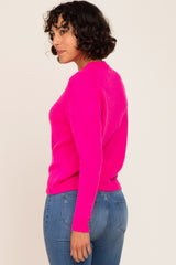 Fuchsia Ribbed Accent Cropped Sweater