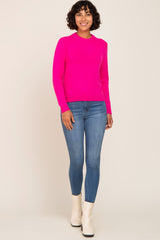 Fuchsia Ribbed Accent Cropped Sweater