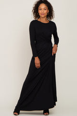 Black Twisted Waist Maternity Maxi Dress