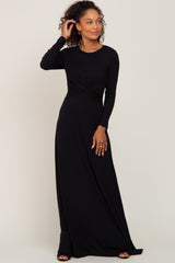 Black Twisted Waist Maxi Dress