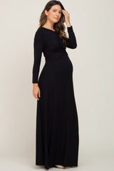 Black Twisted Waist Maternity Maxi Dress