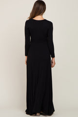 Black Twisted Waist Maternity Maxi Dress