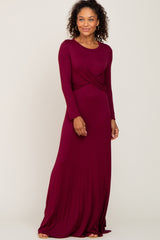 Burgundy Twisted Waist Maxi Dress