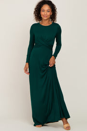 Forest Green Twisted Waist Maxi Dress