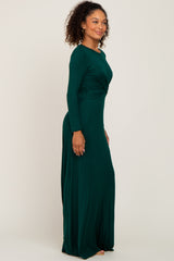 Forest Green Twisted Waist Maxi Dress