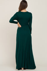 Forest Green Twisted Waist Maternity Maxi Dress