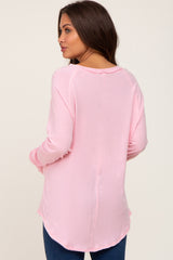 Pink Distressed Seam Maternity Long Sleeve Top