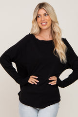 Black Distressed Seam Maternity Long Sleeve Top