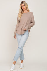 Taupe Distressed Seam Long Sleeve Top