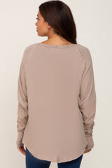 Taupe Distressed Seam Maternity Long Sleeve Top