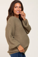 Olive Soft Knit Maternity Sweater