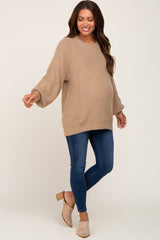 Taupe Soft Knit Maternity Sweater