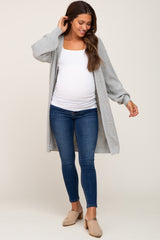 Grey Knit Maternity Cardigan