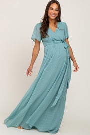 Jade Swiss Dot Chiffon Maternity Maxi Dress