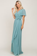 Jade Swiss Dot Chiffon Maxi Dress